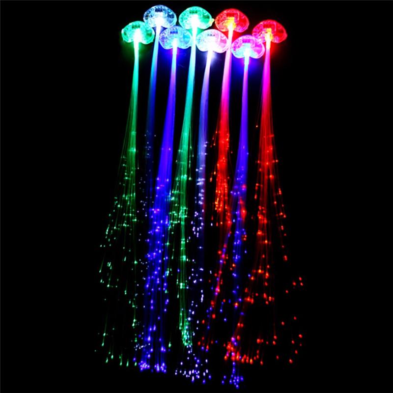 New Year Christmas Party Decorative Colorful Flash LED Hair Braid Hairpin Luminous Braid Optical Fiber Wire wedding Supplies,W
