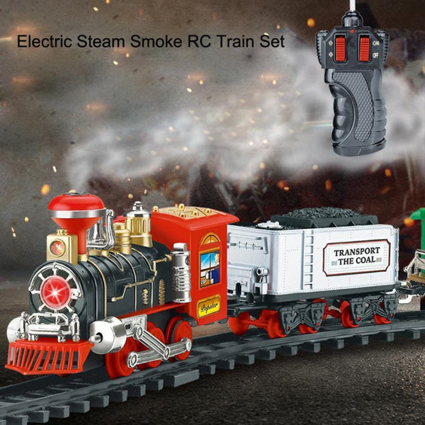 Remote Control Conveyance Train Electric Steam Smoke RC Train Set Model Toy Gift for Children