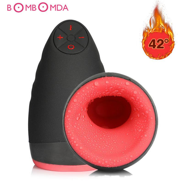 Electric Lick Suck Automatic Oral Sex Machine Male Masturbator Cup 6 Speeds Vibrating Intelligent Heat Realistic Sex Toy For Men