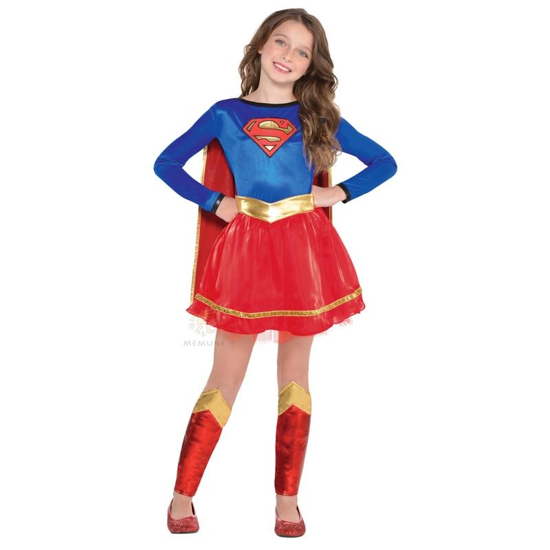 New Arrival Super-cute Look Superman Girls Supergirl Superhero Fancy-Dress Halloween Party Costume