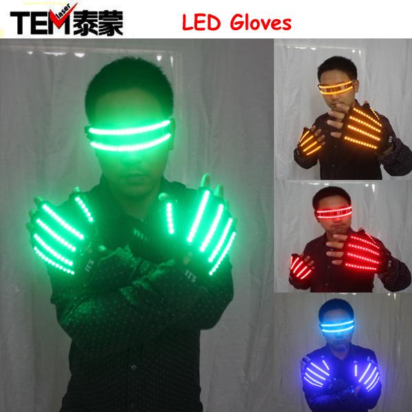 LED Glow Gloves Rave Light Flashing Finger Lighting Glow Mittens Magic Black luminous gloves Party supplies halloween