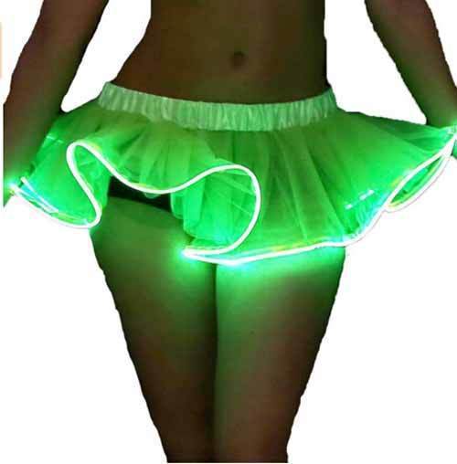 New Cute Fashion Lady Light Up Tutu Gogo Dancing El Wire Accessory Clothing Skirt Rave Gear EDM