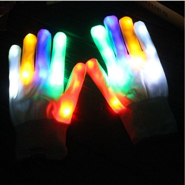 7Modes Magic white glove Rainbow Flash Fingertip LED Gloves Unisex Light Up Glow Stick Gloves Mittens Hot - LADSPAD.UK