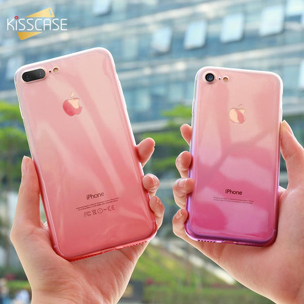 KISSCASE Soft Gradient Silicone Cases For iPhone XS Max XR Ultra Slim Bumper Case For iPhone 5S SE 6S 7 8 Plus X Back Covers