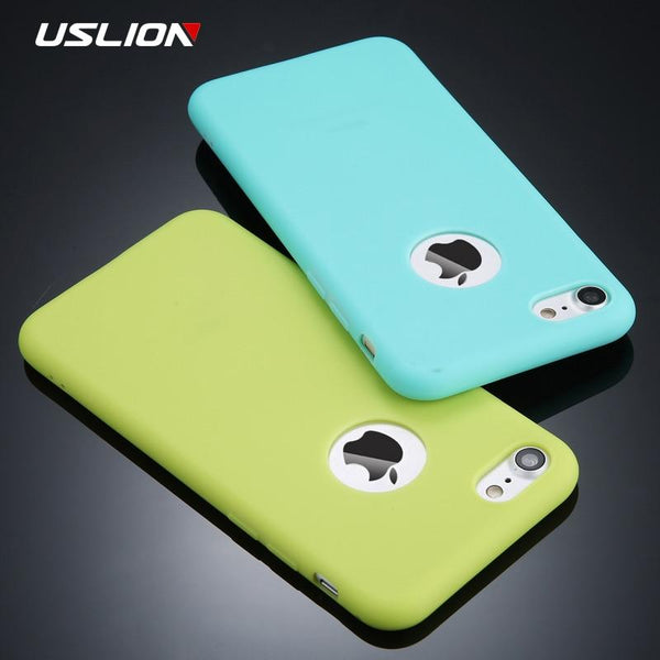 USLION Candy Color Phone Case For iPhone 7 Plus XS XR XS Max Soft Silicon TPU Back Cover Cases For iPhone X 7 6 6S Plus 5 5S SE