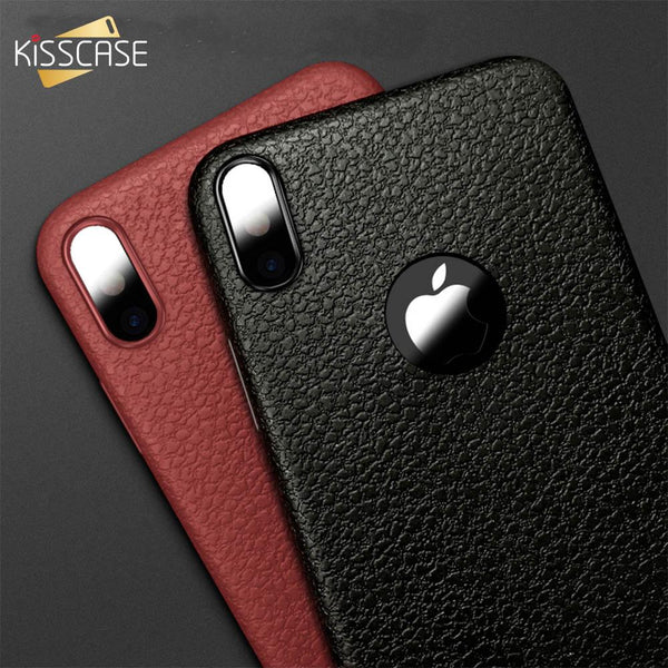 KISSCASE Ultra Thin Phone Cases For iPhone 6S 6 7 8 Plus XS Max Cover Leather Skin Soft TPU Silicone Case For iPhone XR X Shell
