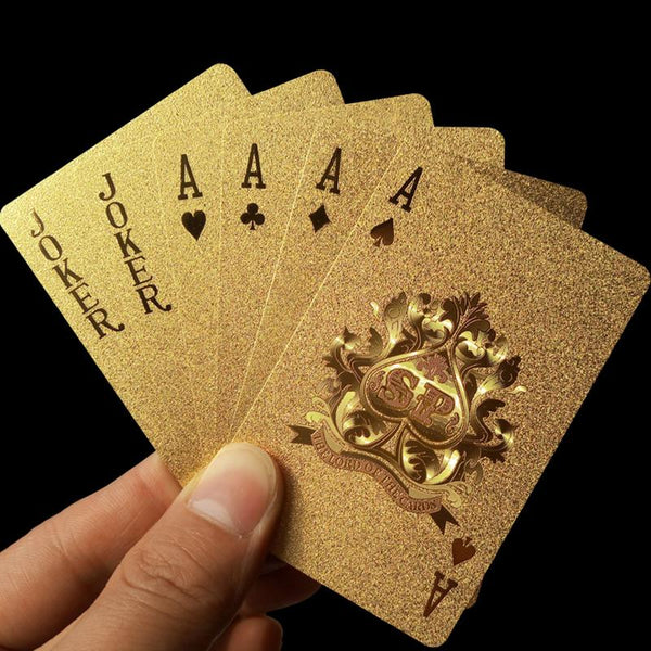 Golden Playing Cards Deck gold foil poker set Magic card 24K Gold Plastic foil poker Durable Waterproof Cards magic81150
