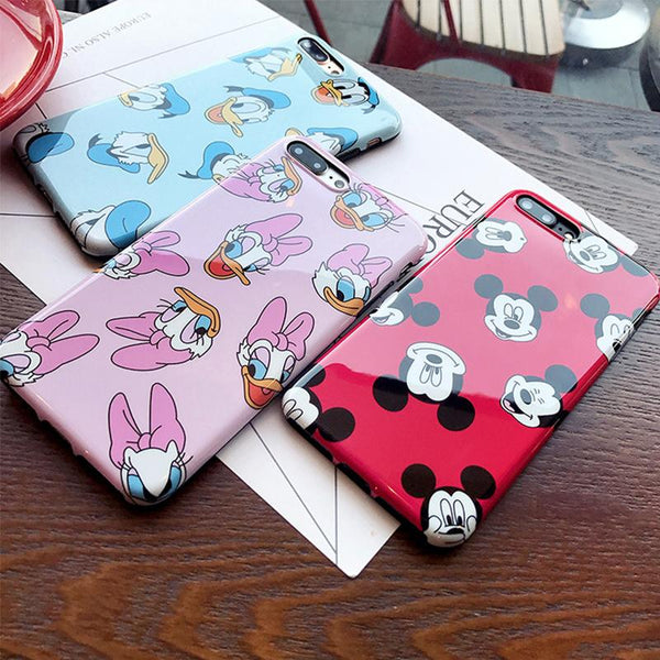 Silicone IMD Mickey Mouse Case for iPhone XS MAX 6s 7 8 Plus funda Pink Soft TPU Daisy Duck Cover for Coque iPhone7 7Plus Case