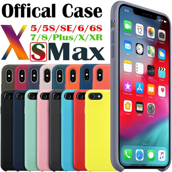 Have LOGO Original Official Silicone Case For iPhone 7 8 Plus For Apple Case For iPhone X XS Max XR 6 6S 5 5S SE Cover with box