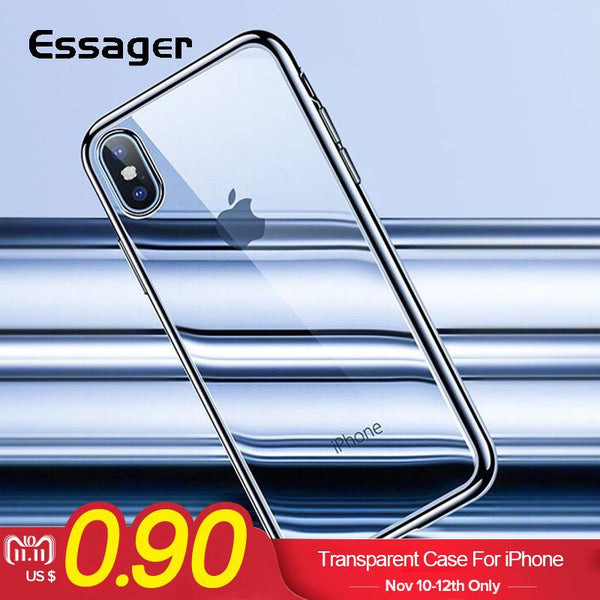 Essager Silicone Phone Case For iPhone XS Max XR X 8 7 6 6S S Plus 5S SE Transparent TPU Cover Case For iPhone 8Plus 7Plus Coque