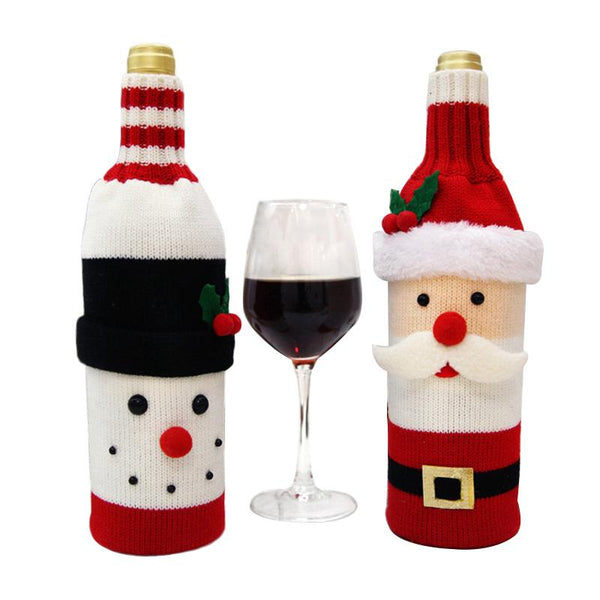 Hoomall 1PC Home Dinner Party Table Decors Wine Cover Christmas Decorations Santa Claus Snowman Gift Navidad Xmas Party Supplies