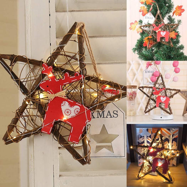 Lights for Christmas Star tree star decoration Handmade DIY LED Fairy home Picture Rattan As Decorations 20 Light Casual